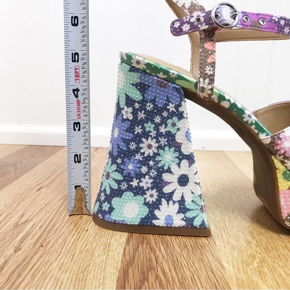 GIANNI BINI Ulti-Mate 70s Floral‎ Platform Sandals Strappy Chunky Heel Size 8.5 - Picture 12 of 12